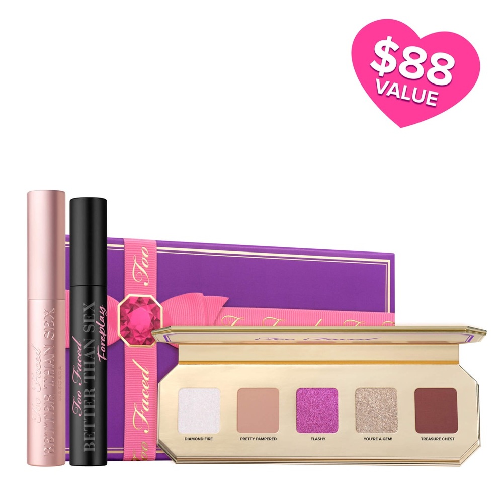 Too Faced Makeup Set with Pink and Black Mascara